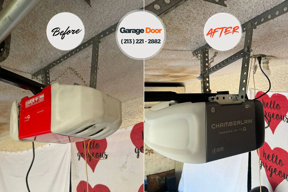 Before and after: garage door repair Wilburton, OK